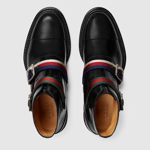 gucci leather boots with buckle