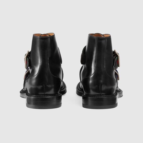 gucci leather boots with buckle