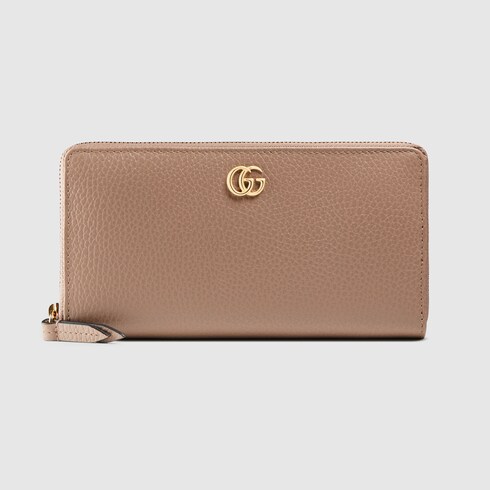 Gucci Gg Marmont Leather Zip Around Wallet In Pink