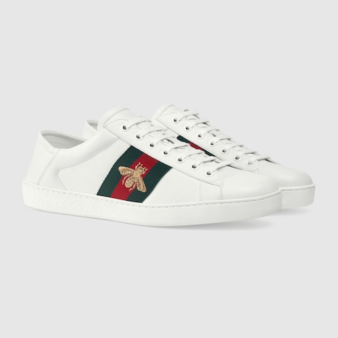 Gucci Ace Low-Top Leather Trainers In White