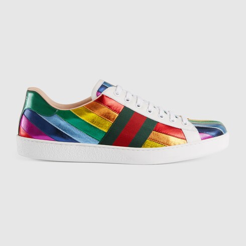 Ace metallic leather rainbow sneaker