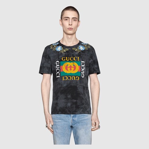 Gucci标志印花纯棉扎染T恤 - Gucci Men's T-sh