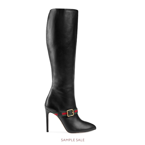 Click to view more detailed imagery on our partner's website Gucci Sylvie Leather Knee Boots In Black