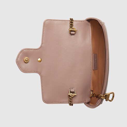 Gucci Supermini Gg Marmont 2.0 Matelasse Leather Shoulder Bag - Red In Dusty Pink Chevron Leather