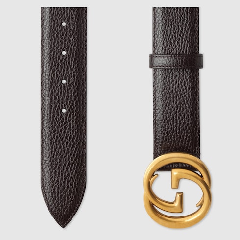 GUCCI LEATHER BELT WITH INTERLOCKING G BUCKLE,474347CAO0T2140