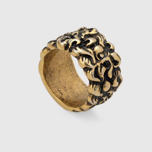 mane gucci lion ring