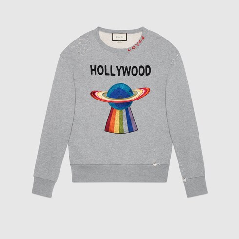 Gucci Grey hollywood Saturn Sweatshirt ModeSens