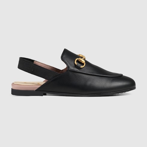 Children's Princetown slipper in black leather | GUCCI® US