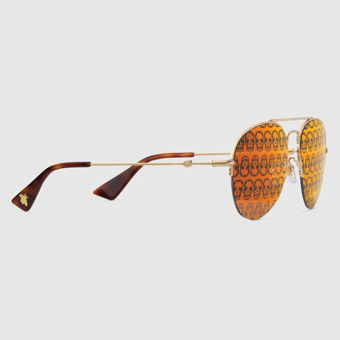 Aviator metal sunglasses in gold metal orange GUCCI AE