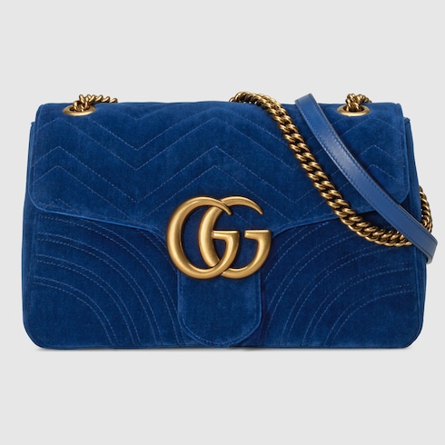 gucci marmont cobalt velvet bag