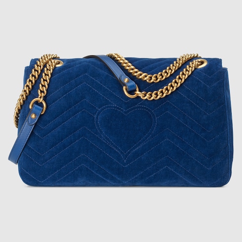 gucci marmont cobalt velvet bag