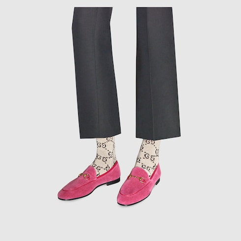 gucci pink velvet loafers