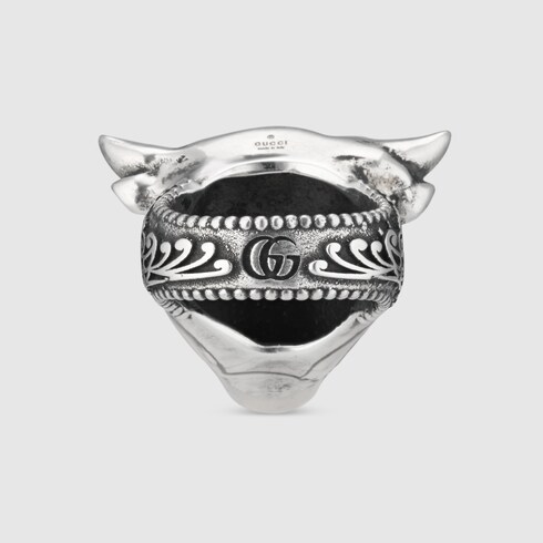 GUCCI ANGER FOREST ENAMELED BULL'S HEAD RING