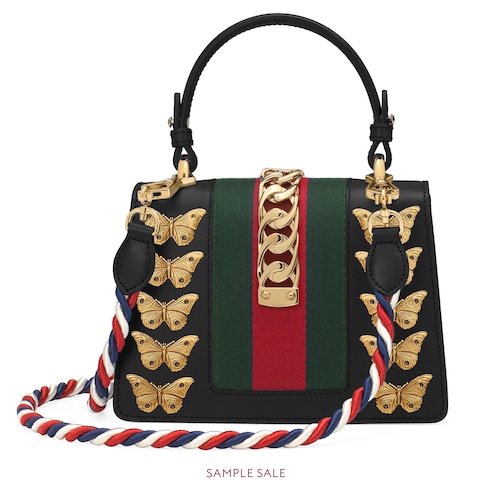Sylvie Animal Studs Leather Mini Bag In Black Gucci View 1 N