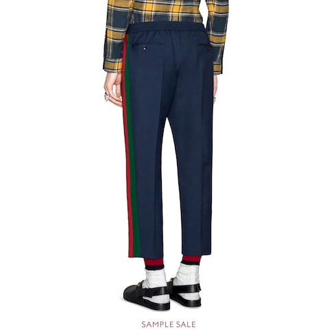 GUCCI WOOL CROPPED PANT WITH STRIPE,493714Z69034729