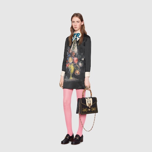 GUCCI Broche beetle print top handle bag