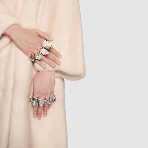 GUCCI ANGER FOREST ENAMELED BULL'S HEAD RING