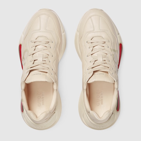 Rhyton gucci logo 2025 leather sneaker white