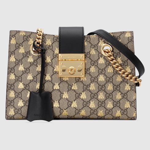 Padlock small shoulder bag in Beige GG Canvas GUCCI SI