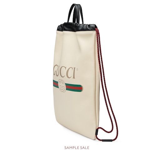 gucci print leather drawstring backpack