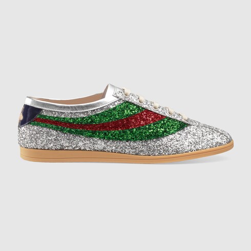 		Falacer glitter sneaker with Web - Gucci Mens Sneakers 483273KSPC08165 Gucci Falacer glitter sneaker with Web