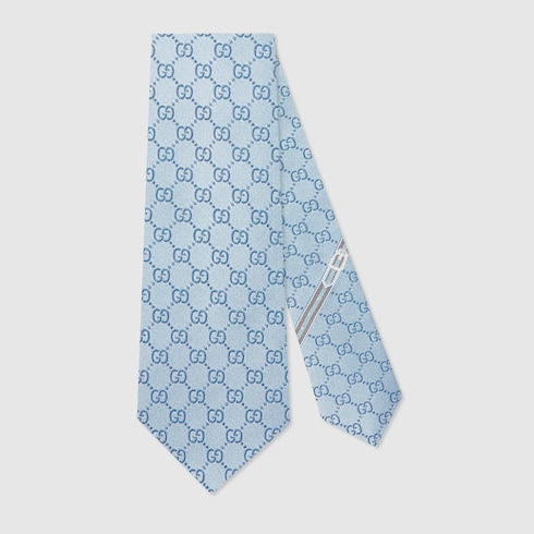 Magnético flaco reporte Corbata de seda con patrón GG inazul celeste | GUCCI® MX