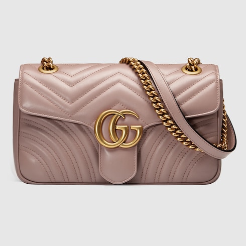 Dusty Pink Leather GG Marmont Matelassé 