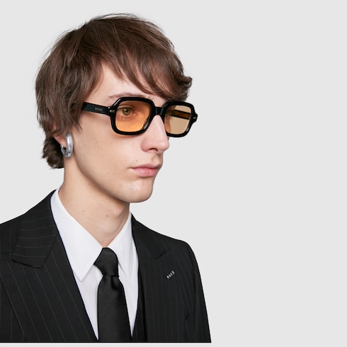 Rectangular-frame acetate sunglasses