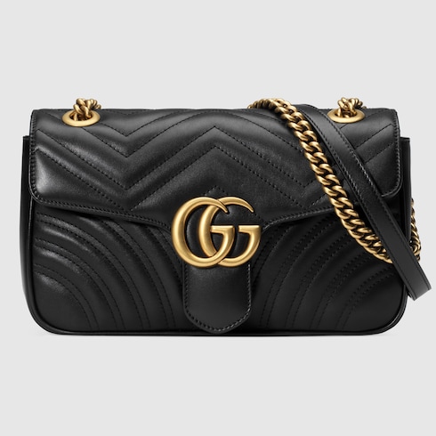 GG Marmont Matelassé Black Camera Bag 