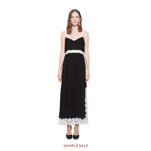 Silk Dress With Lace Gucci Stripe In Black Georgette A View 1 N