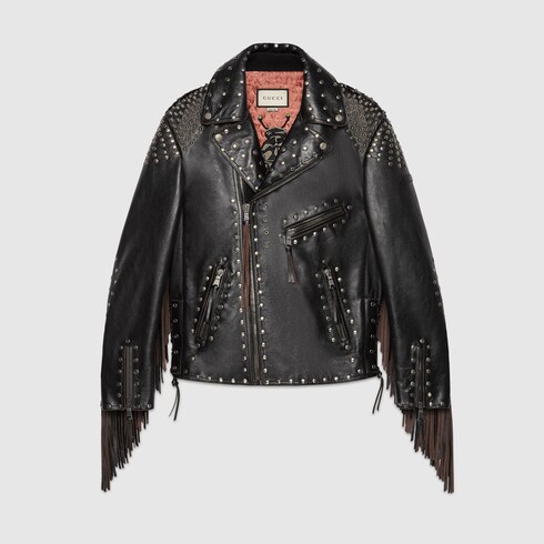 gucci studded leather biker jacket