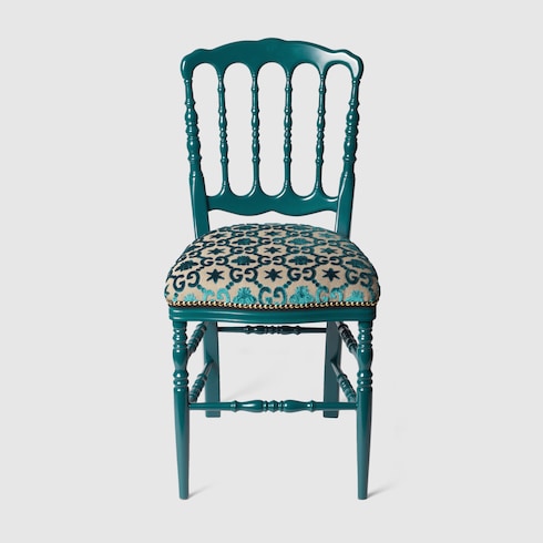 Sedia in legno con motivo GG jacquard