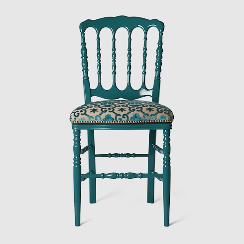 Sedia in legno con motivo GG jacquard