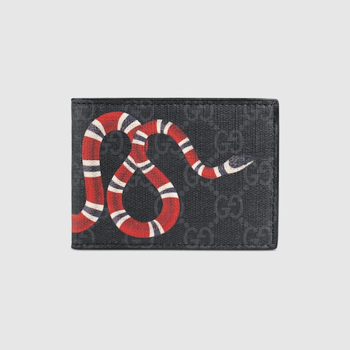 GG Wallet in Black with Kingsnake Print 