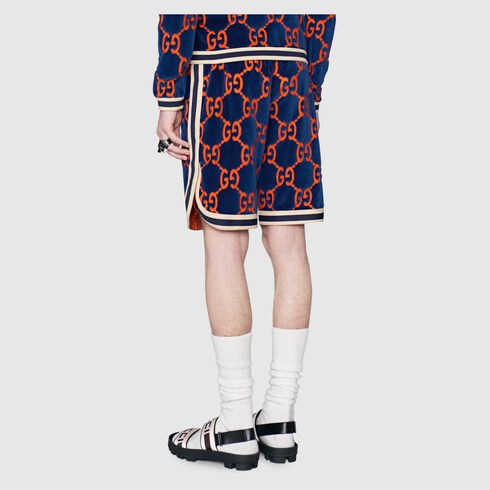 Blue Gg Chenille Shorts Gucci Uk