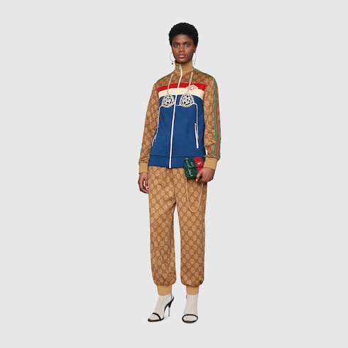gucci reversible gg jacquard nylon bomber jacket