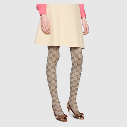 GG pattern tights in beige/ebony GG tulle | GUCCI® NZ