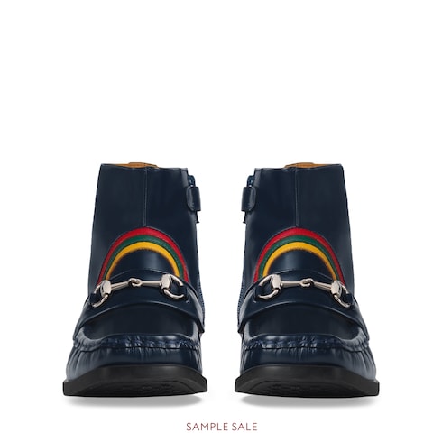 gucci rainbow horsebit leather loafers
