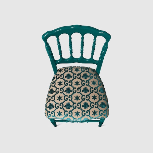 Sedia in legno con motivo GG jacquard