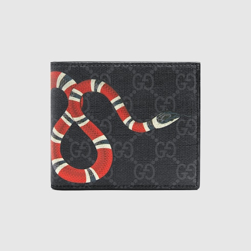 GG Supreme Black Kingsnake Print Large Wallet