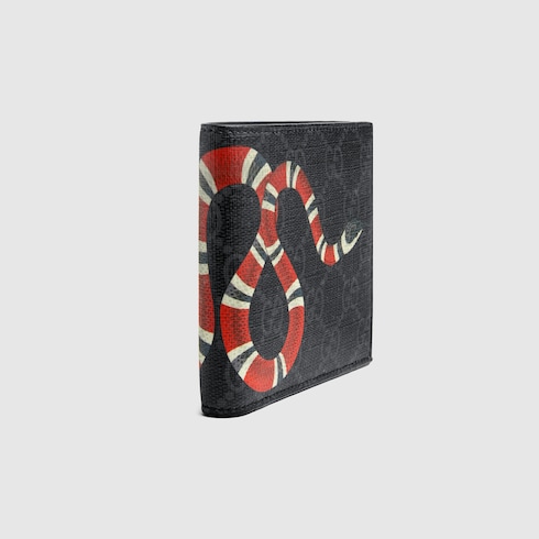 GG Supreme Black Kingsnake Print Large Wallet