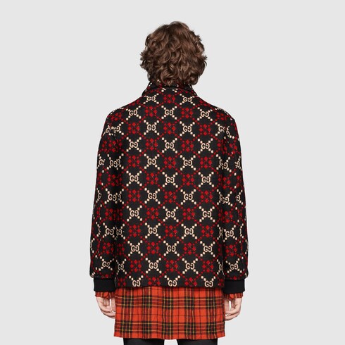 gucci gg diamond wool coat
