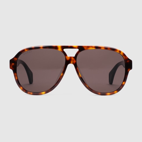 Low nose bridge fit aviator sunglasses with Gucci stripe