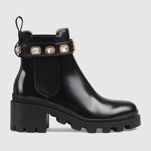 Black Leather Ankle Boot With Belt 