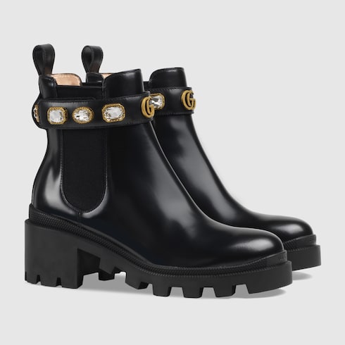 gucci leather ankle boots with belt