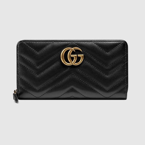 GGマーモント〕 ジップアラウンドウォレットブラック レザー | GUCCI® JP