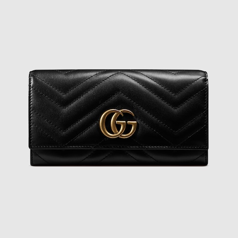 ダブルG コンチネンタルウォレットブラック レザー | GUCCI® JP