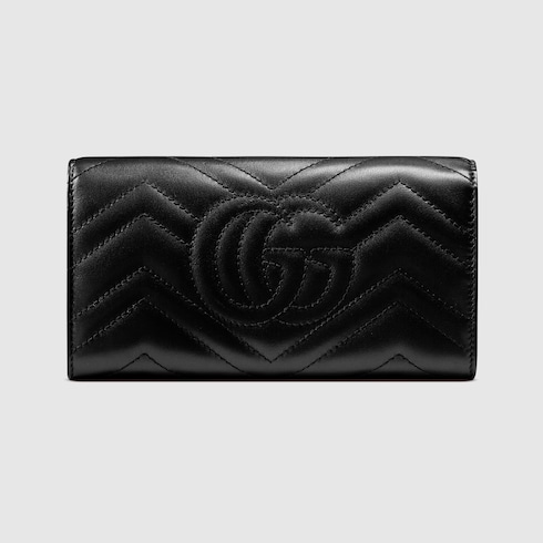 〔GGマーモント〕 コンチネンタルウォレットブラック レザー - Gucci