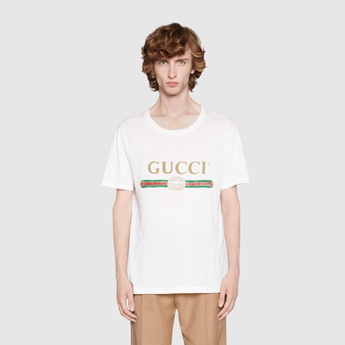 GUCCI ロゴ ウォッシュドオーバーサイズ Tシャツホワイト