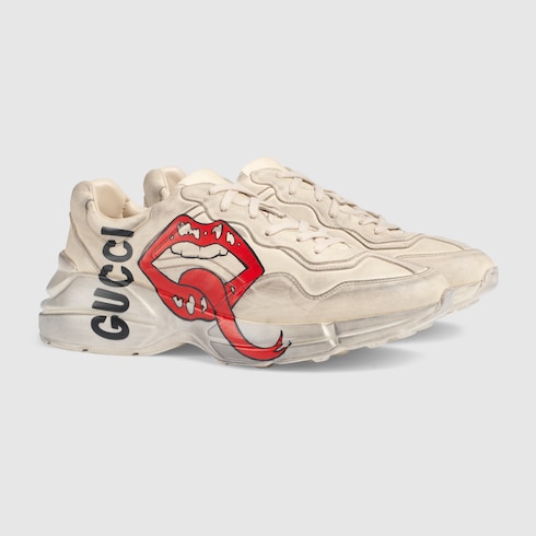 Rhyton Sneaker With Mouth Print | GUCCI 